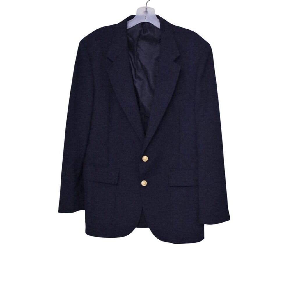 Vintage 1970's Men's The Broadway Navy Blue Blazer Sports Coat Size 44